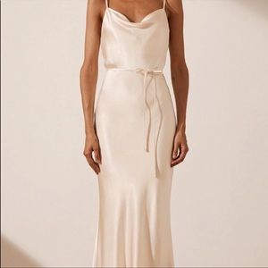 LA LUNE BIAS COWL MIDI DRESS - CREAM -Size 4